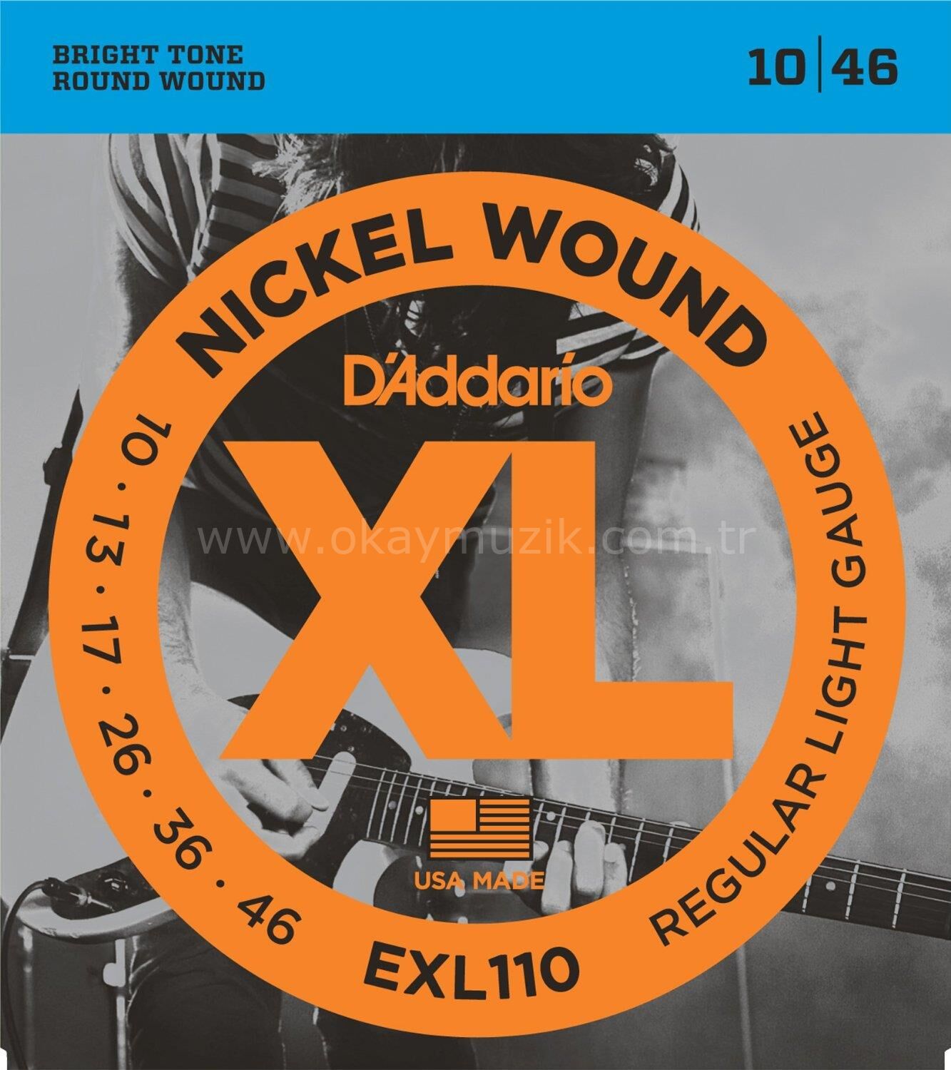 Daddario Exl 110 Elektro Gitar Tel Seti, XL, 10-46, Regular Light